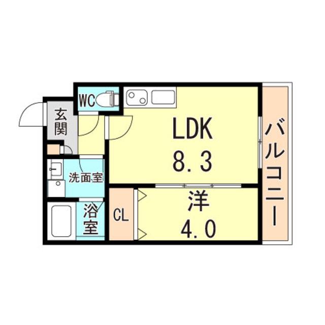 ブルームーン(1LDK/2階)の間取り写真