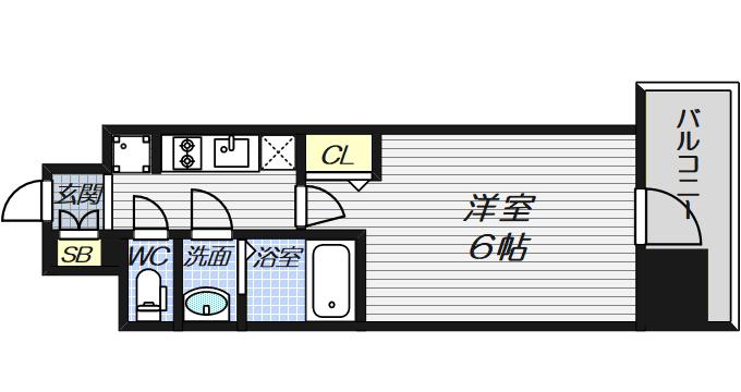 プレリス阿波座BLOOM(1K/9階)の間取り写真