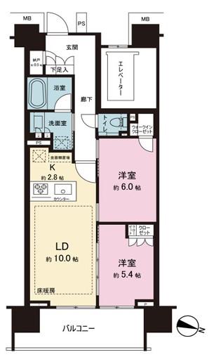 プラウド神田(2LDK/9階)の間取り写真