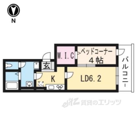 京阪京津線 京阪山科駅 徒歩1分 3階建 築10年(1LDK/3階)の間取り写真
