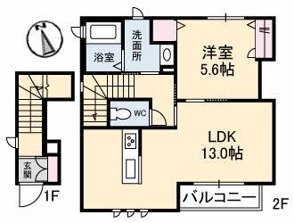 ネオ マーレ(1LDK/2階)の間取り写真