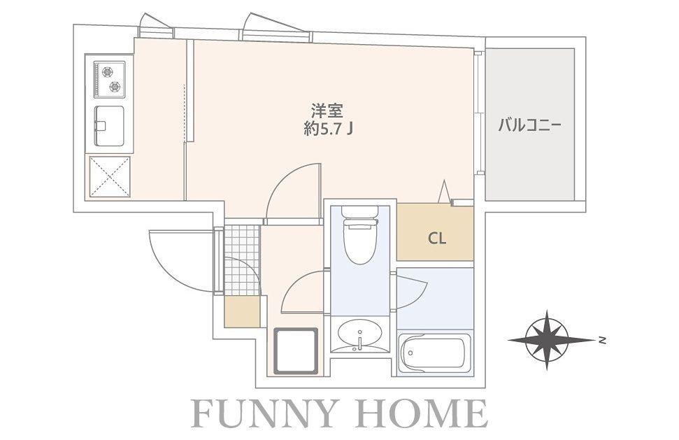 GRANDUO世田谷XIII(1K/4階)の間取り写真