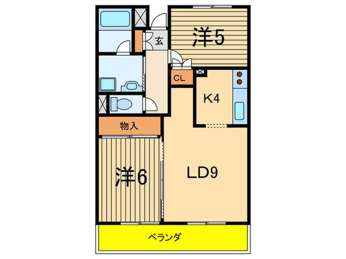 ル・パティオ瀬田(2LDK/1階)の間取り写真