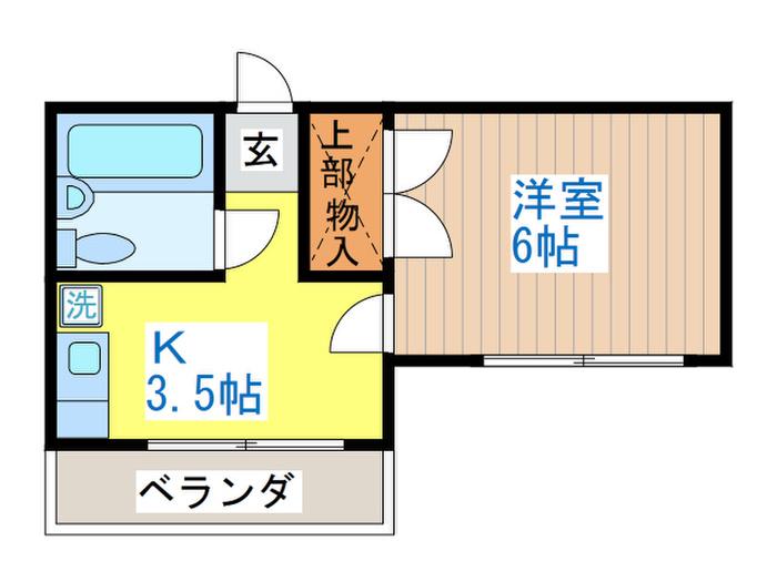 フレーズ(1K/2階)の間取り写真
