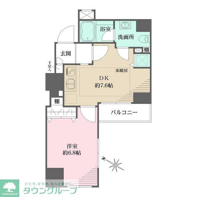 スパッジオ蔵前(1DK/6階)の間取り写真