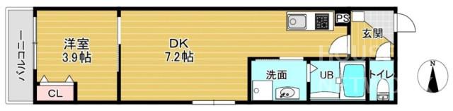 アドバンスコート四条堀川II(1LDK/1階)の間取り写真