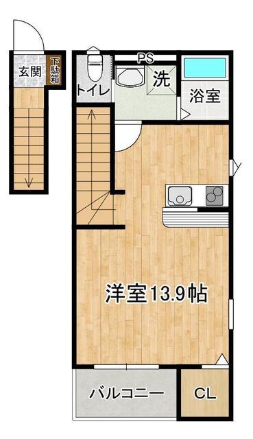 RAINBOW KAMIYOKOBA B(1K/2階)の間取り写真