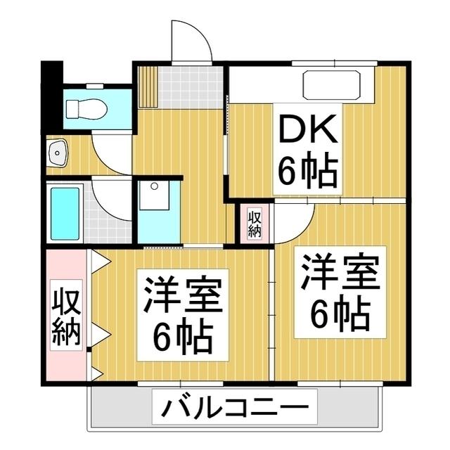 リバーサイド小伝馬(2DK/2階)の間取り写真