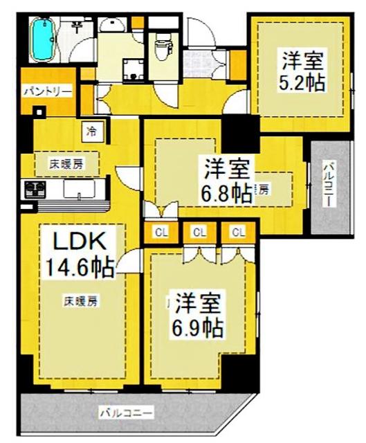EVERGREEN(3LDK/6階)の間取り写真