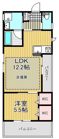 CAMELLIA洗足イースト(1LDK/2階)の間取り写真