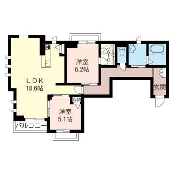 エミネンスみどりの(2LDK/2階)の間取り写真