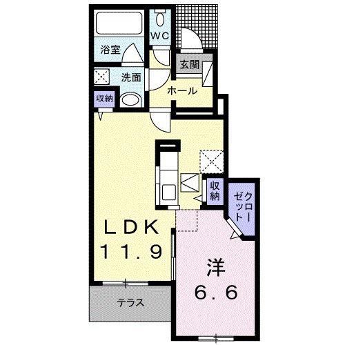 アジュール(1LDK/1階)の間取り写真