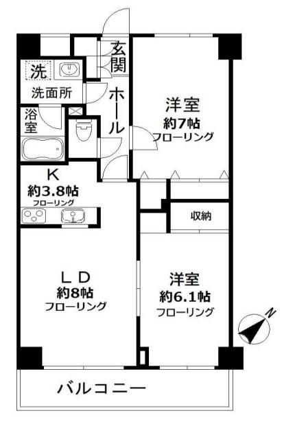 N-フラッツ 横浜大岡(2LDK/3階)の間取り写真