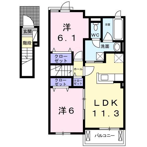 プレミアコート(2LDK/2階)の間取り写真