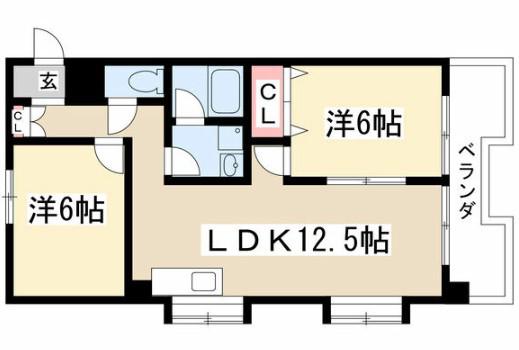 カサ松下(2LDK/4階)の間取り写真