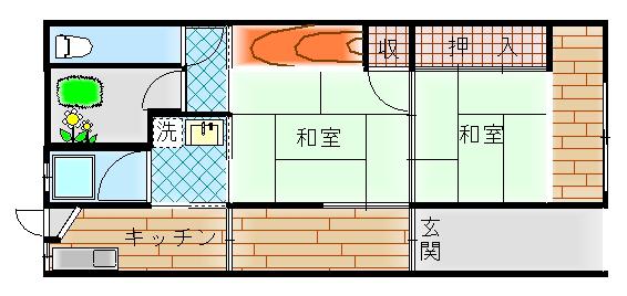 八尾市植松町(2SK/1階)の間取り写真