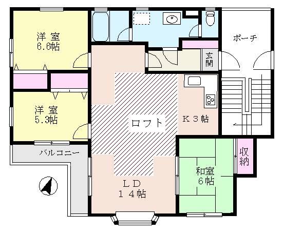 メルベーユⅠ(3LDK/2階)の間取り写真