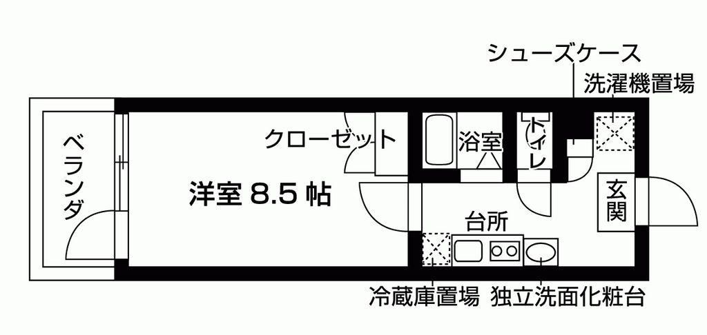 アクトフォルム玉川学園(1K/6階)の間取り写真