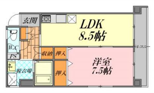 和田ビル(1LDK/2階)の間取り写真