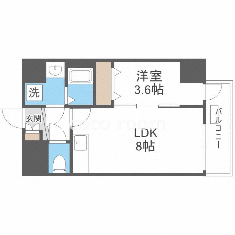 クローバー・レジデンス玉造(1LDK/4階)の間取り写真