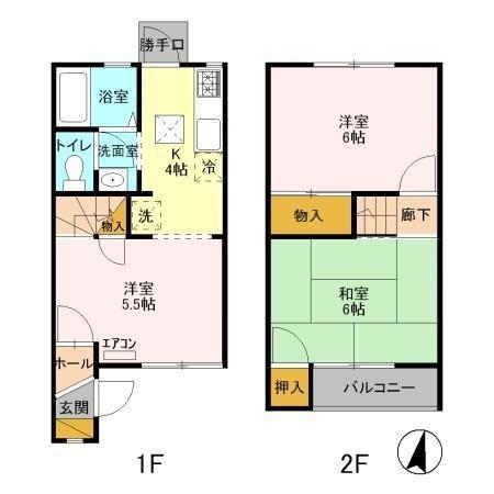 アムール中村(2DK/1階)の間取り写真