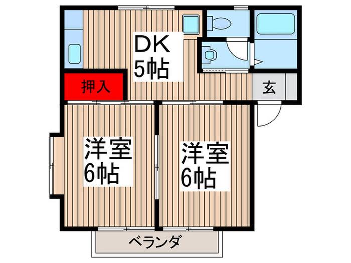 雅ハイツ(2DK/2階)の間取り写真