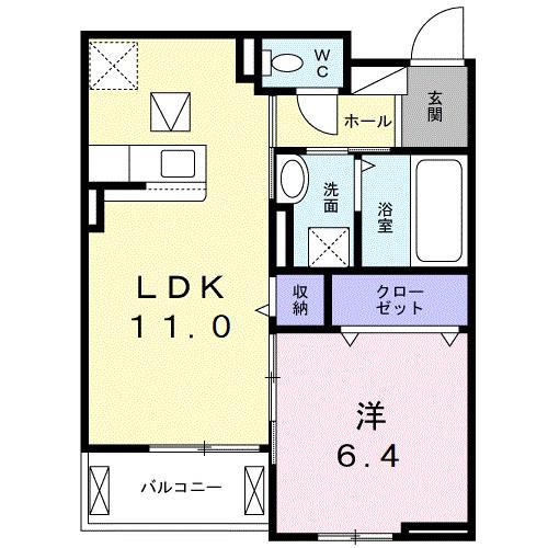 シャルール メゾン II(1LDK/1階)の間取り写真