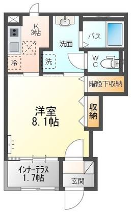 仲間町アパートA棟(1K/1階)の間取り写真