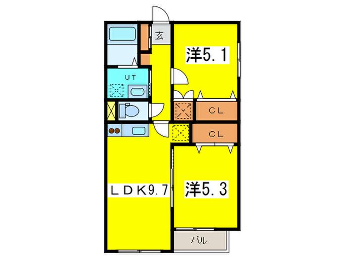 NEST円山(2LDK/3階)の間取り写真