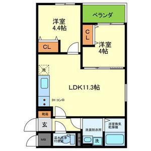 富田林市本町AP工事(2LDK/2階)の間取り写真