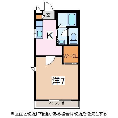 グランシード本庄(1K/1階)の間取り写真