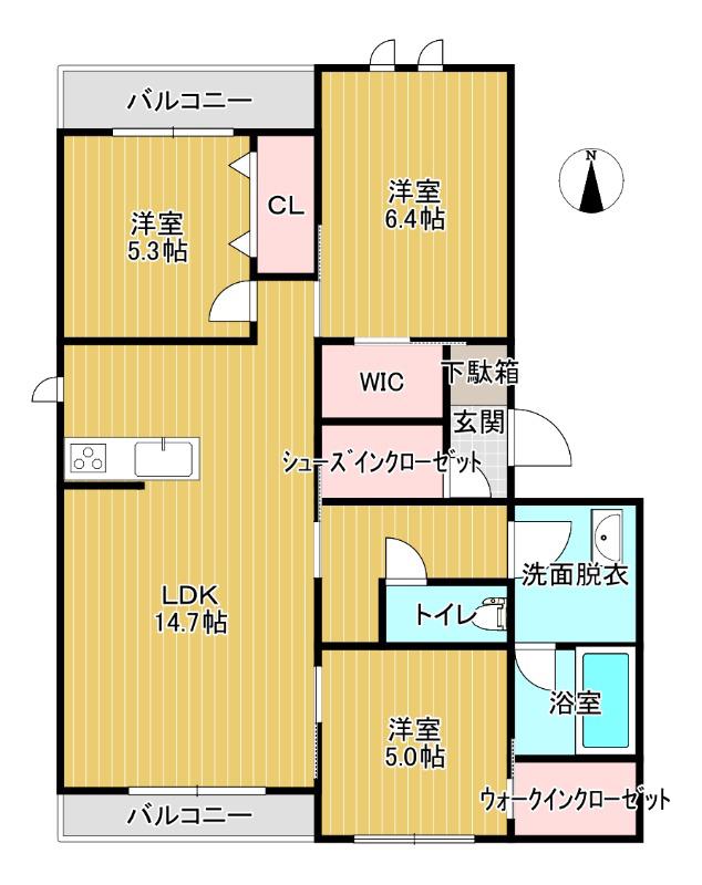 エスポワール鶴見(3LDK/3階)の間取り写真