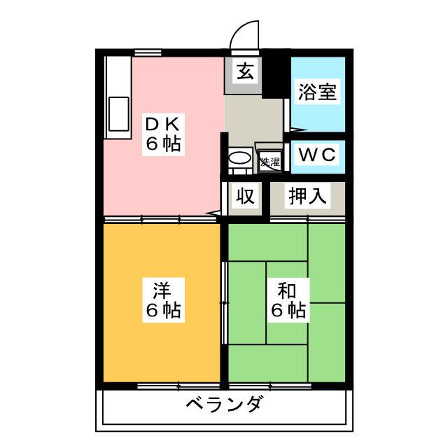 メゾンこがねB棟(2DK/2階)の間取り写真