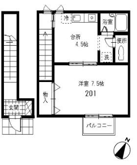 グランシャリオ(1DK/2階)の間取り写真