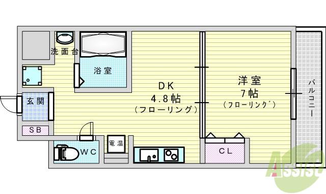 第17関根マンション(1DK/7階)の間取り写真