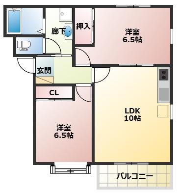 ヴィヴァン・ノール(2LDK/2階)の間取り写真