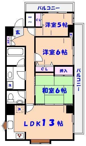 エリントンヒル国府台(3LDK/3階)の間取り写真