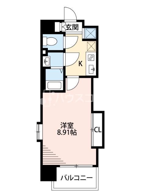 LUXE難波西III(1K/4階)の間取り写真