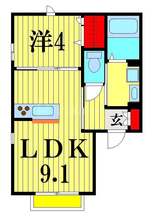 リオ クラーロ(1LDK/1階)の間取り写真