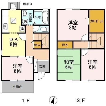 サンビレッジ 2(4DK/1階)の間取り写真