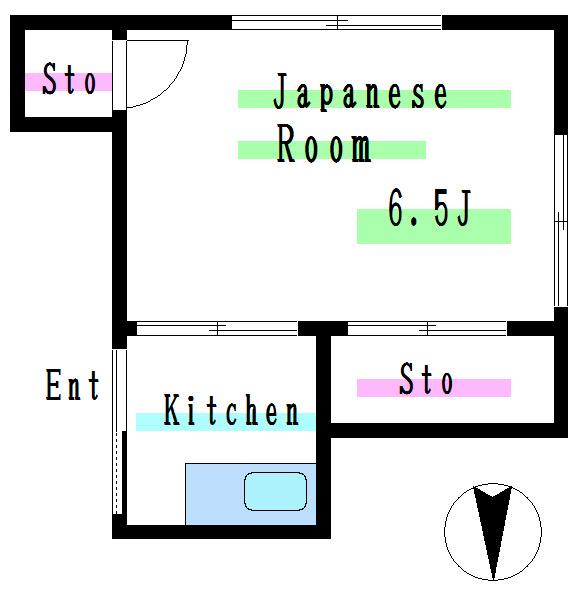 後藤荘(1K/2階)の間取り写真