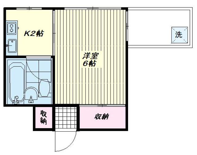 ベルハイム戸越I(1K/2階)の間取り写真