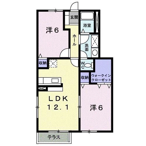 イースト丸亀C(2LDK/1階)の間取り写真