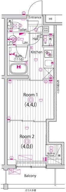 ガーラ元住吉グランドステージ(2K/5階)の間取り写真