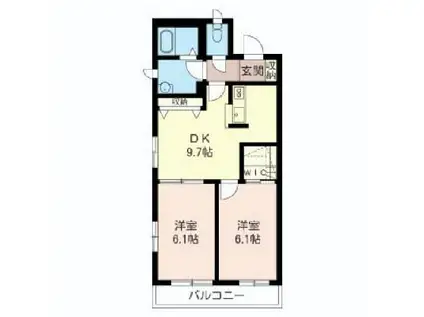 ハウス ルミエール(2DK/1階)の間取り写真