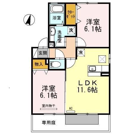 エスポワール津森 A棟(2LDK/1階)の間取り写真