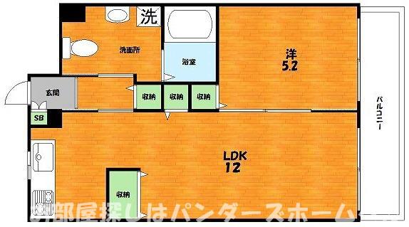 プリモーテ枚方公園(1LDK/1階)の間取り写真