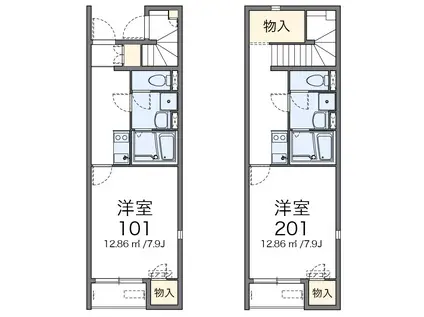 クレールレジェンド(1K/1階)の間取り写真