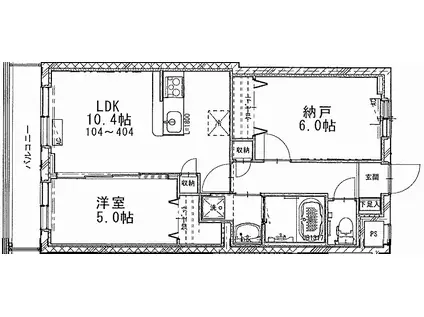 プルメリア湘南(1SDK/4階)の間取り写真