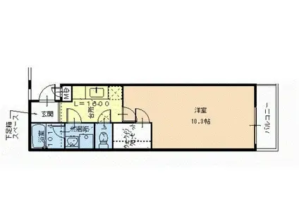 ルーチェ(1K/1階)の間取り写真